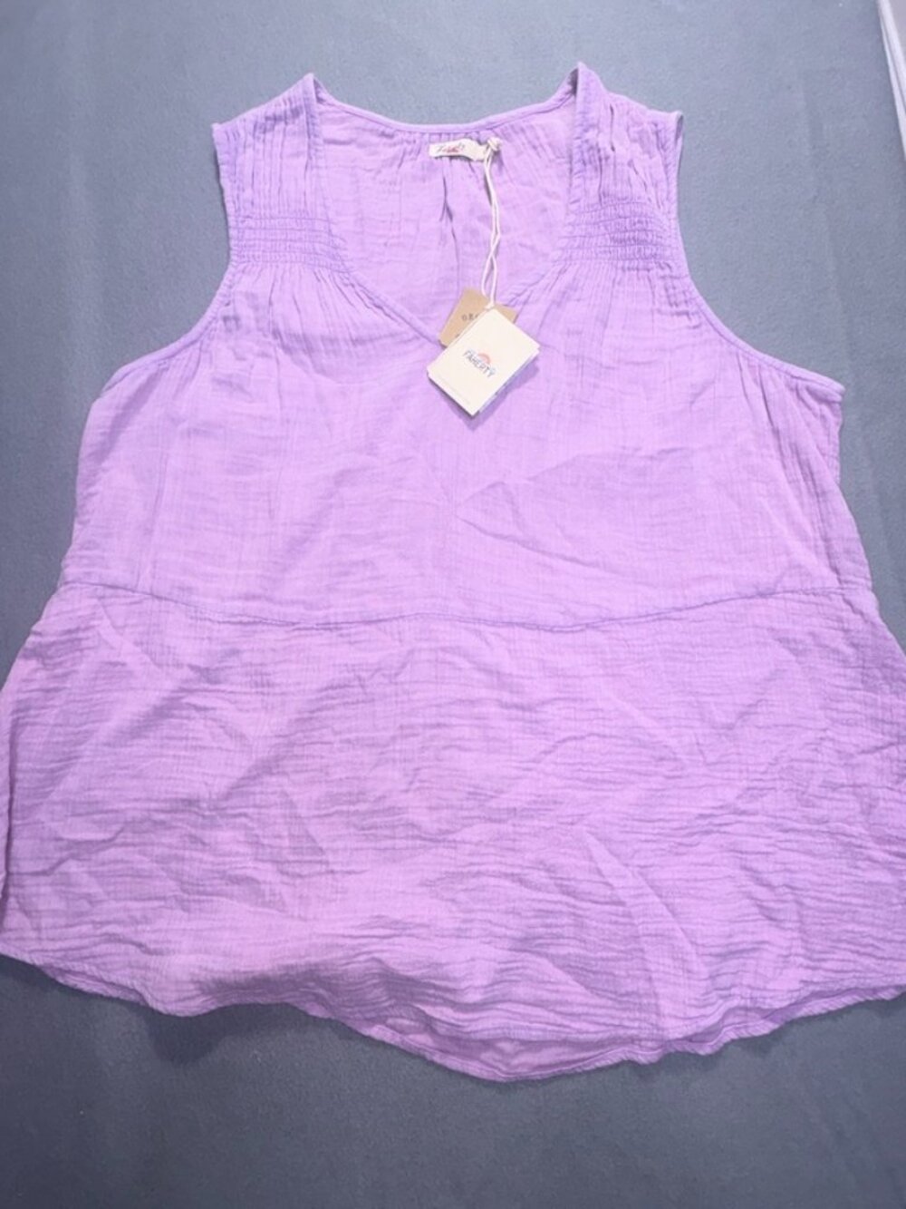 NEW NWT Faherty Dream Cotton Gauze Ainsley Top Lavender Nirvana size Large - Picture 2 of 13